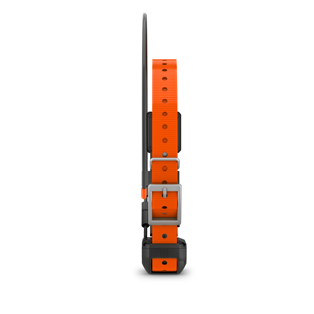 Garmin Alpha® TT Dog Collar in orange with GPS tracking, LED lights, and universal sizing for all dog breeds.
