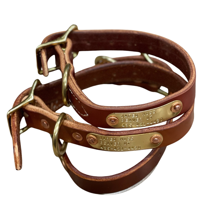 Premium Leather Dog Collar with Custom Name Plate