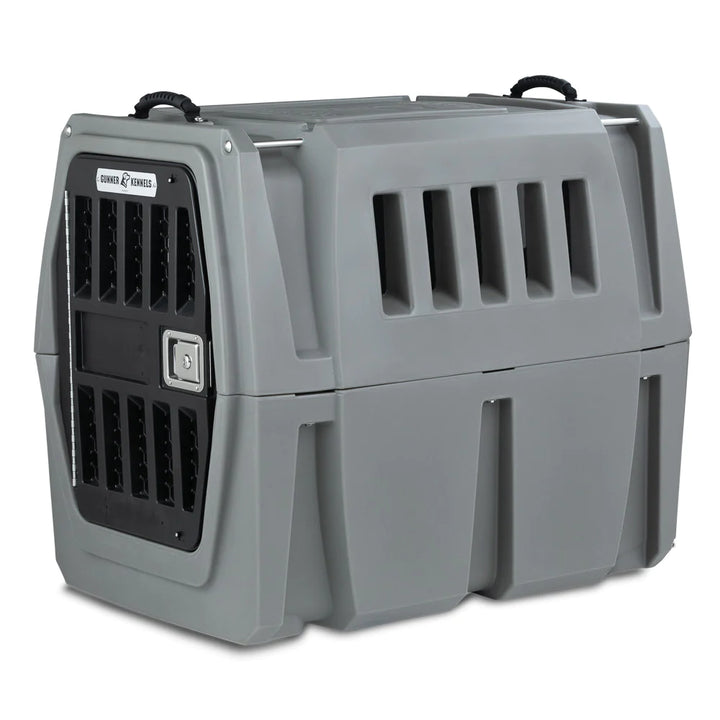 GUNNER G1™ KENNEL gray durable double-walled dog crate with secure latch and ventilation panels for safe travel